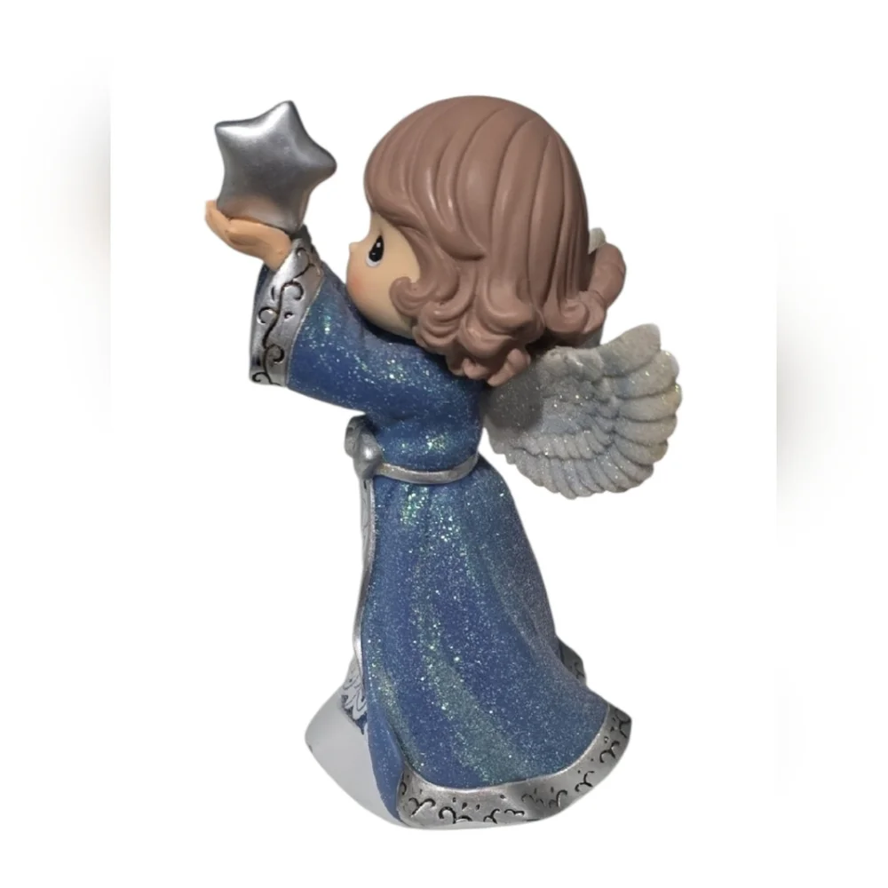Precious Moments Sparkling Blue Angel Figurine Holding Star 6-1/2